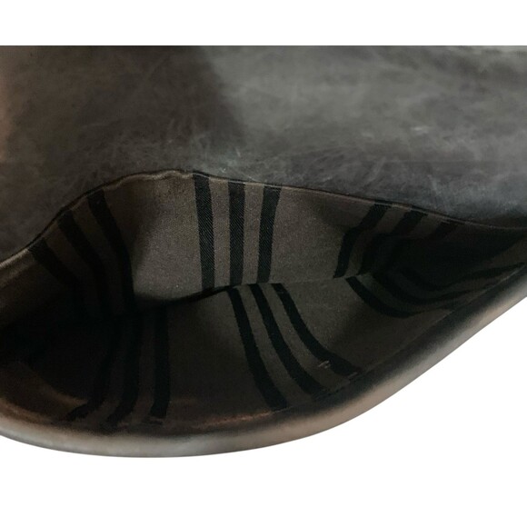 Frye Melissa Swing Crossbody Dark Gray Leather Plaid Lining Zip Closure - Picture 9 of 10